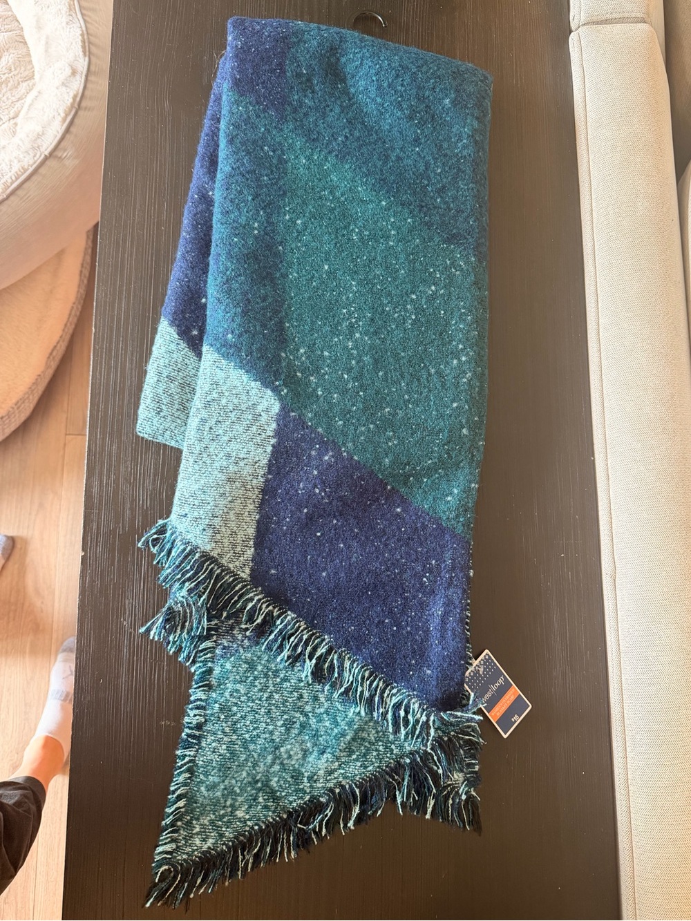 New blue green oversized blanket scarf